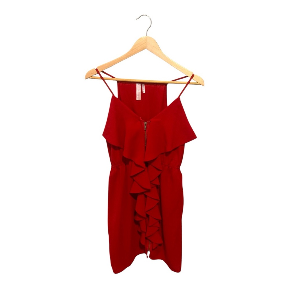 LOVE NOTES Red Ruffle Zipper Front Dress - WM